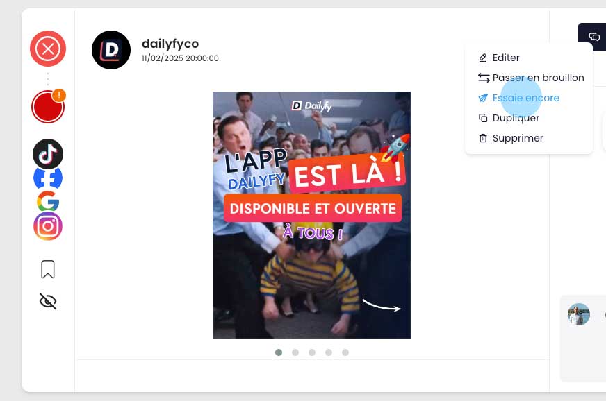 republier un post en erreur