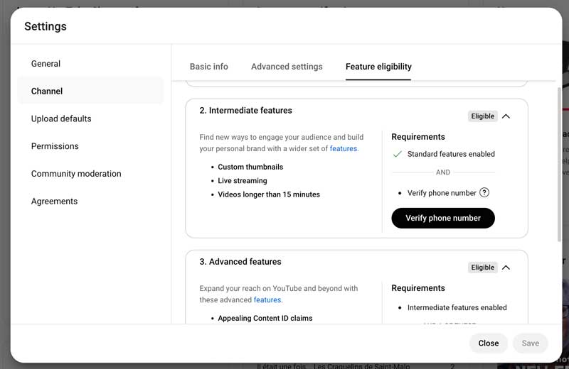vérification youtube chaine